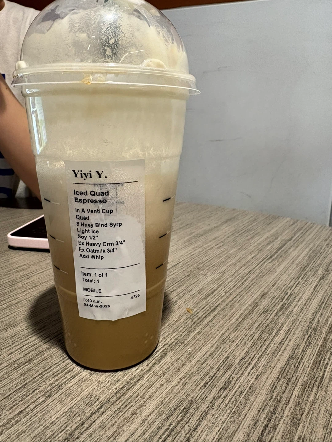 Yiyi Y. Iced Quad Espresso Venti