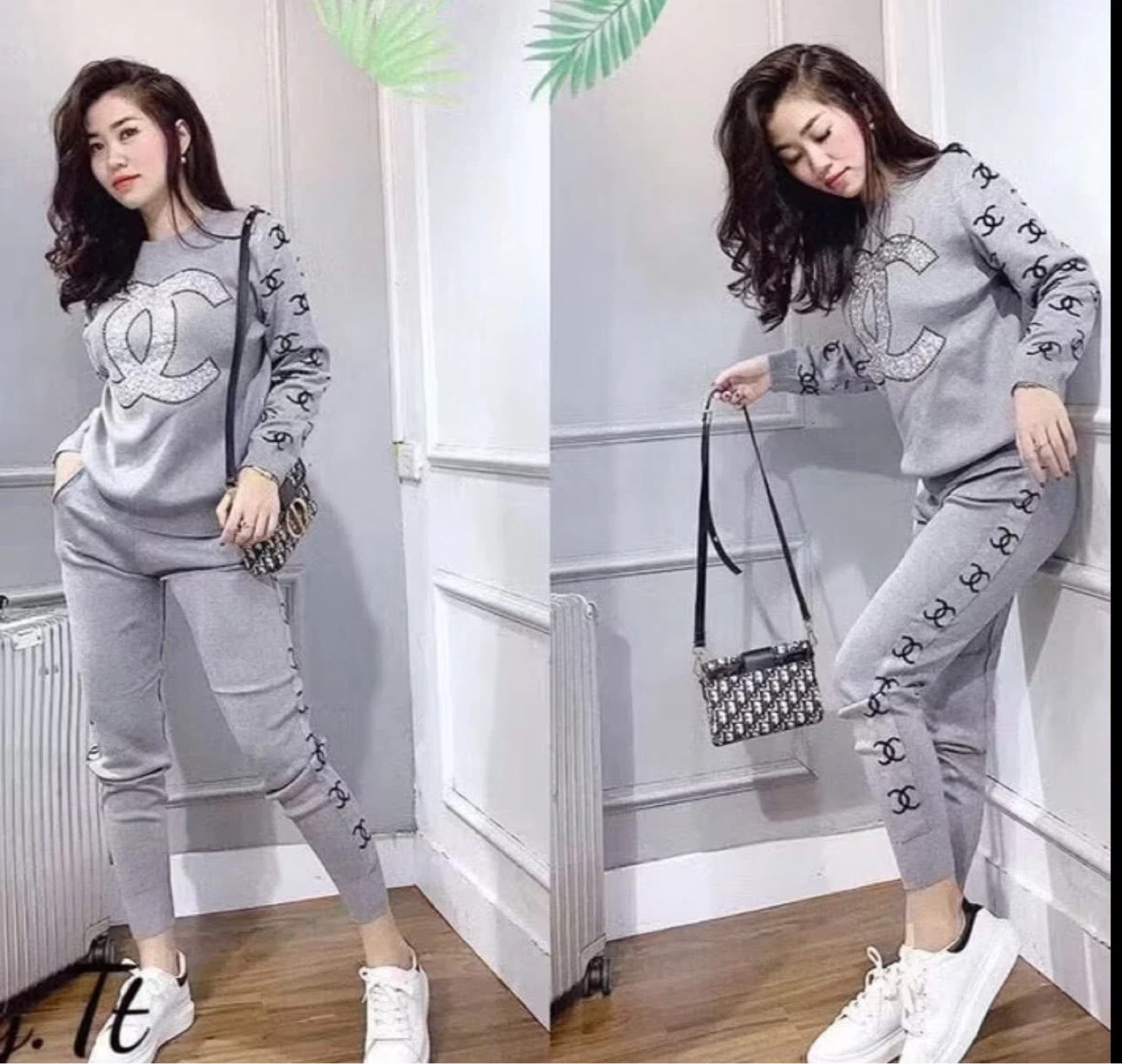 Grey Chanel Inspired Tracksuit Set