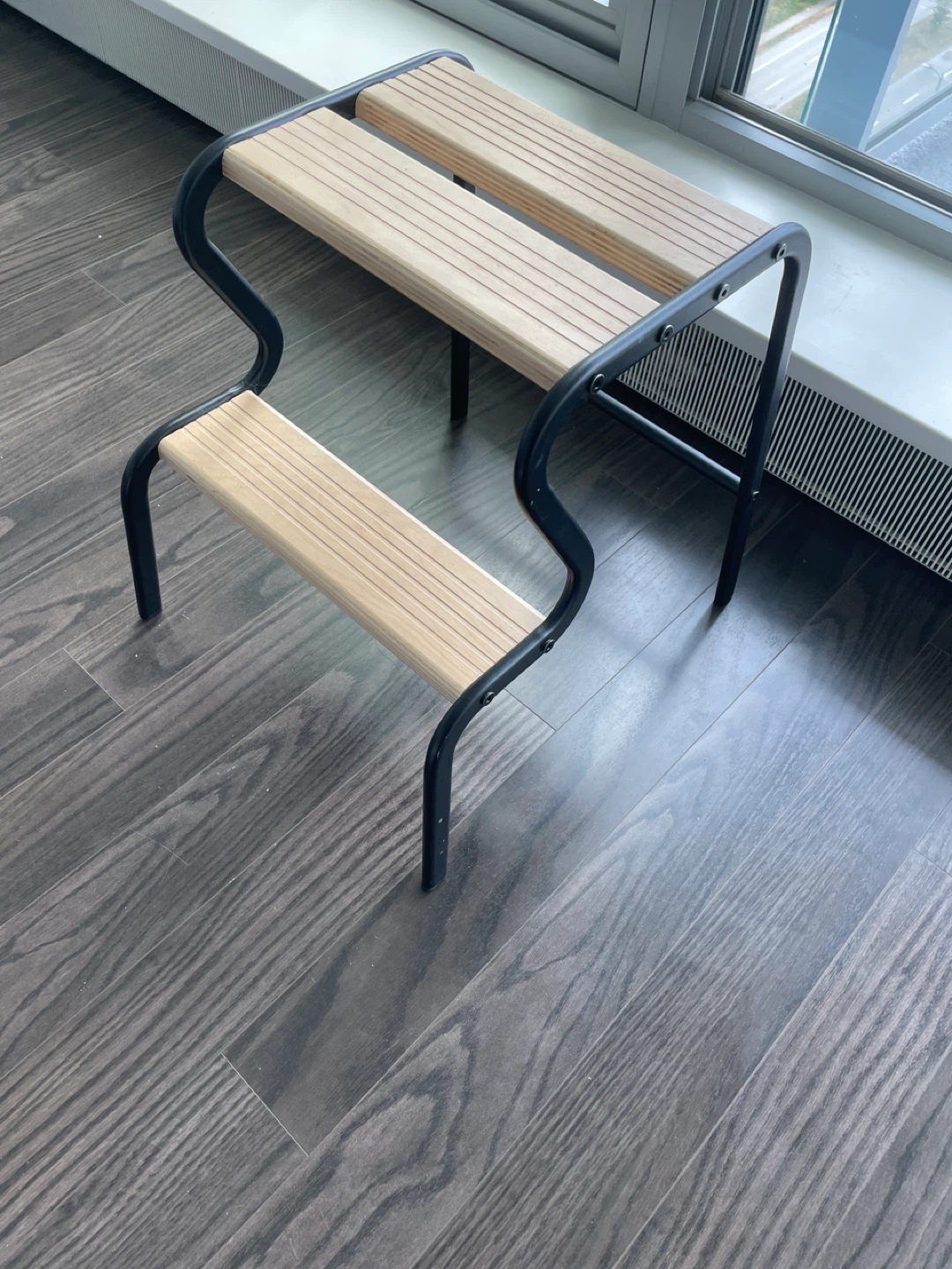 Wooden Step Stool with Metal Frame