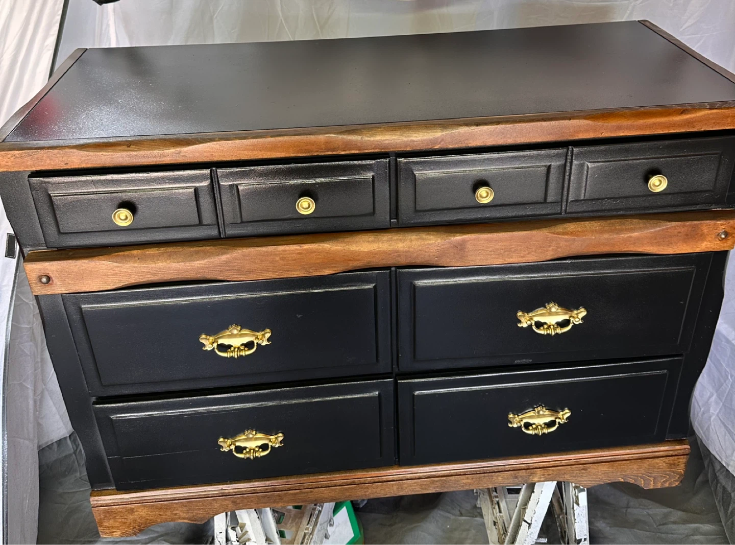 Black 6-Drawer Dresser with Gold Hardware