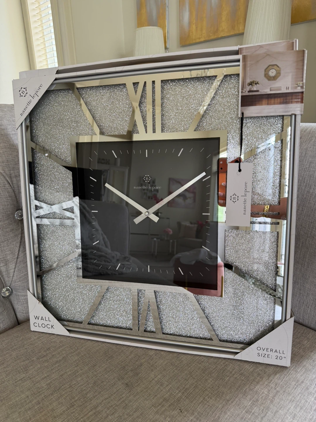 NEW 20” Mirrored Glitter Wall Clock - photo 3