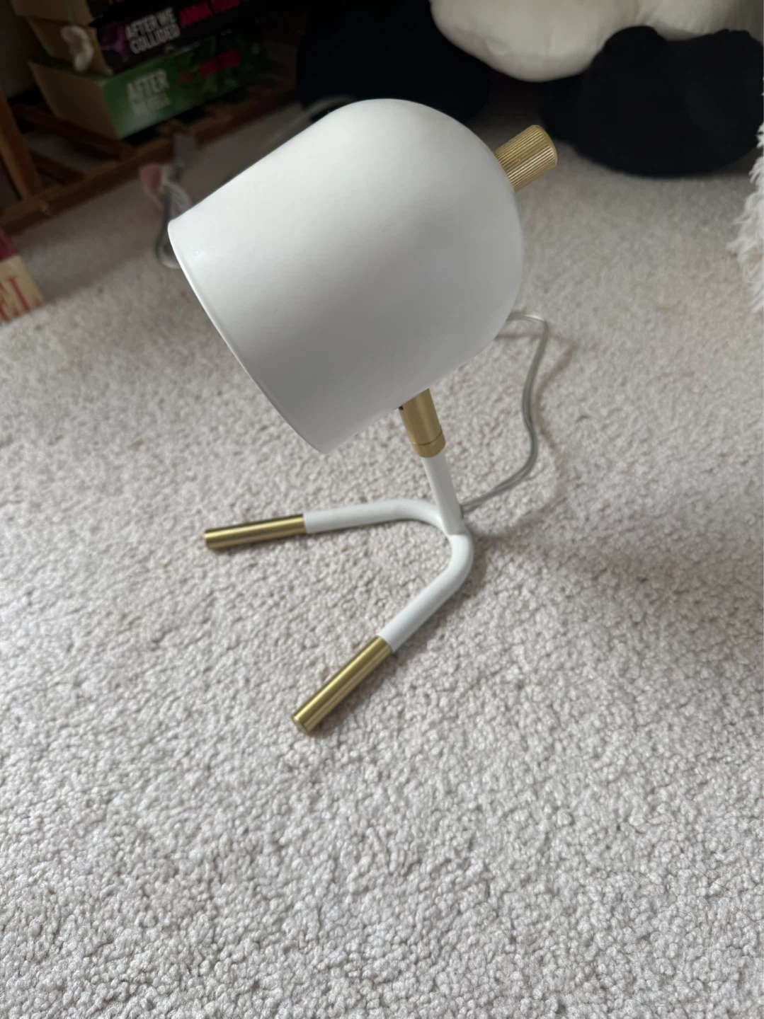 White Desk Lamp with Gold Accents