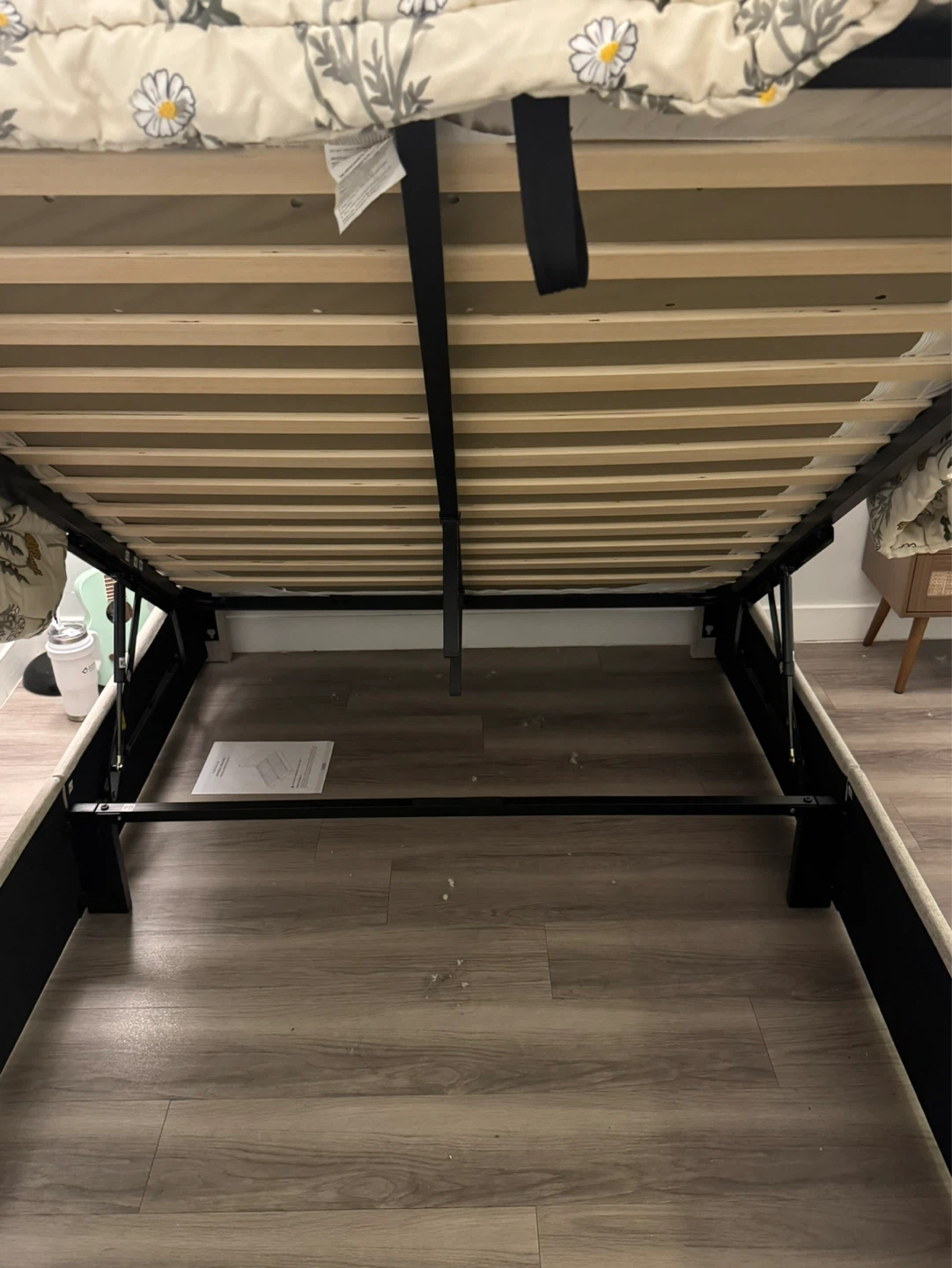 Upholstered Bed Frame with Storage + Mattress - photo 2