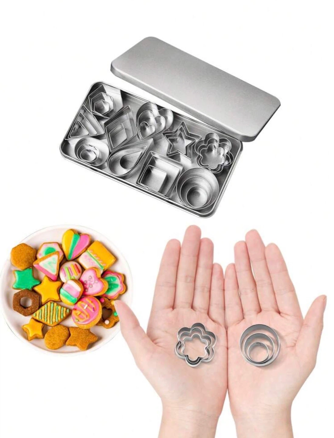 🍪 30-Piece Stainless Steel Mini Cookie Cutter Set with Box