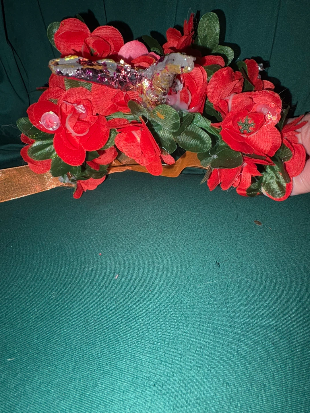 Floral Crown with Red Roses and Ribbons