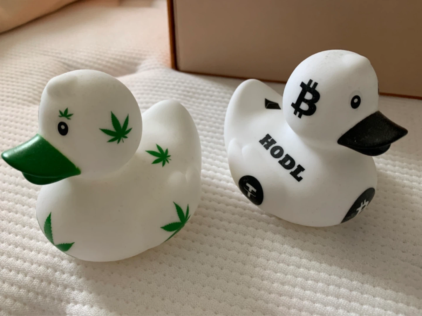 Set of 2 Novelty Rubber Ducks (Marijuana & Bitcoin Themed)