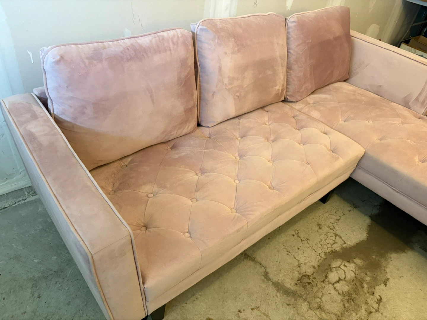 Pink Velvet Sectional Couch
