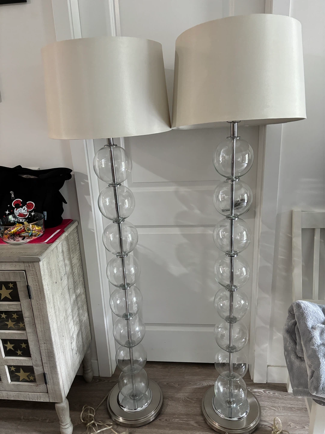 Pair of Floor Lamps with Glass Orb Accent