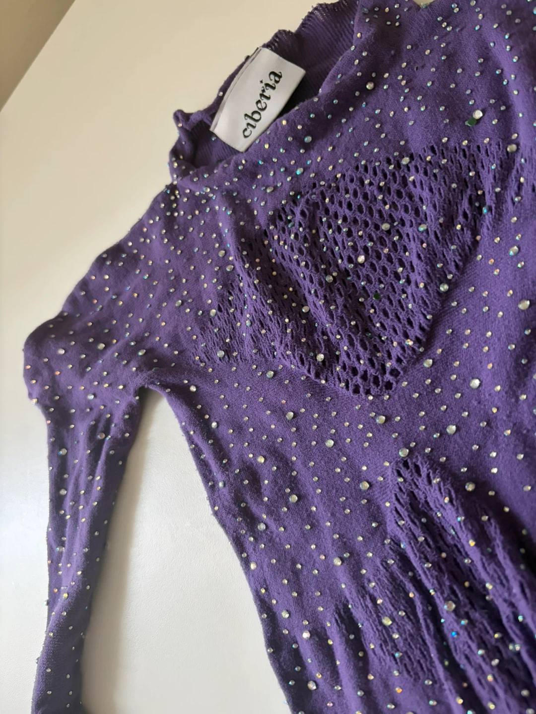 Ciberia Purple Rhinestone Mesh Bodysuit - photo 3