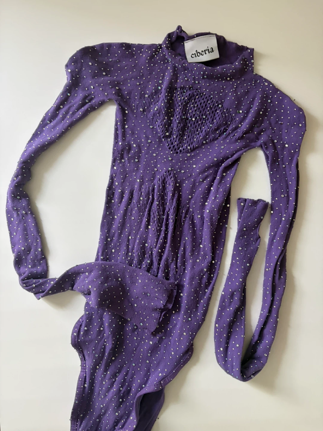 Ciberia Purple Rhinestone Mesh Bodysuit - photo 4