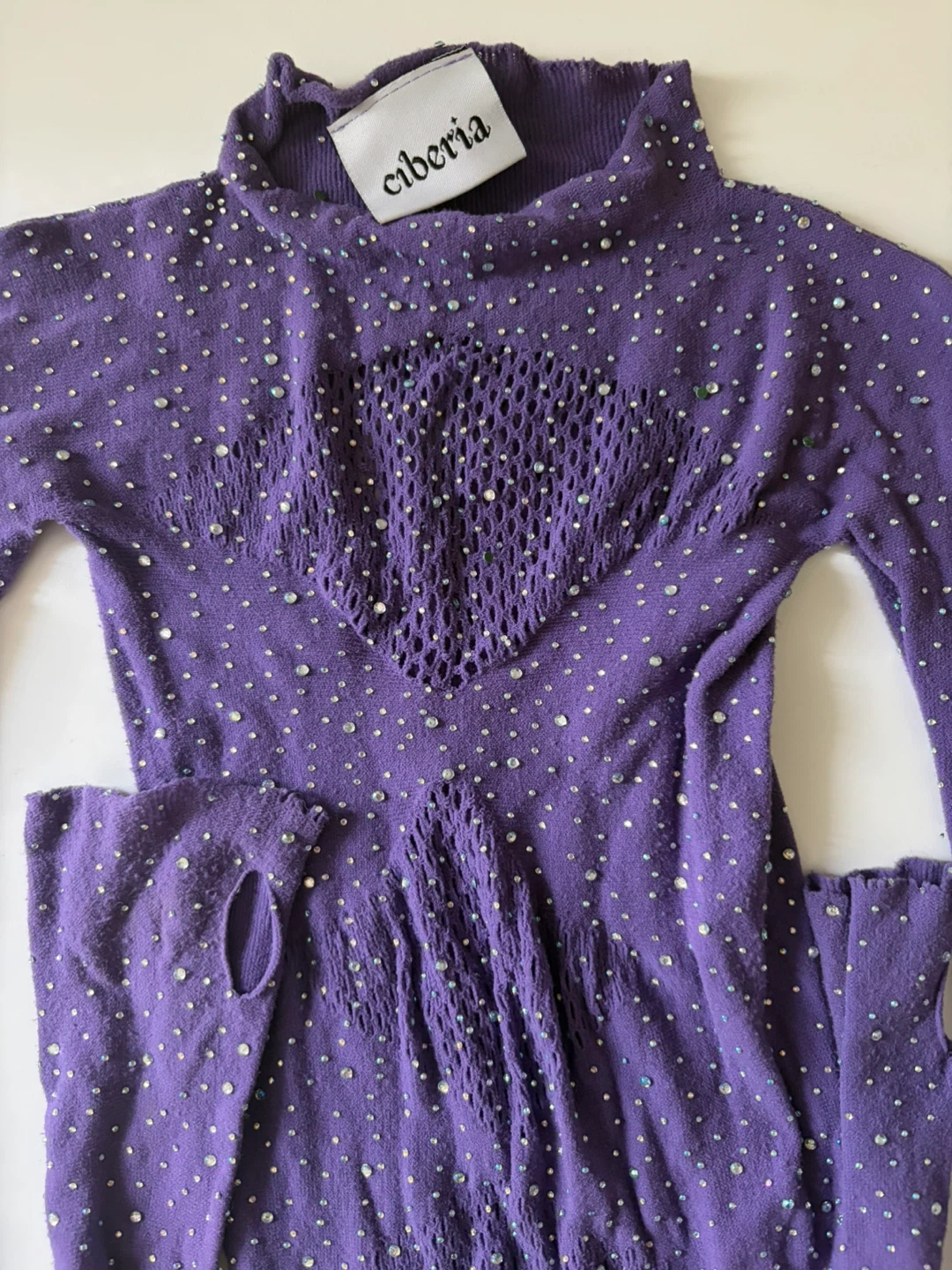 Ciberia Purple Rhinestone Mesh Bodysuit - photo 2
