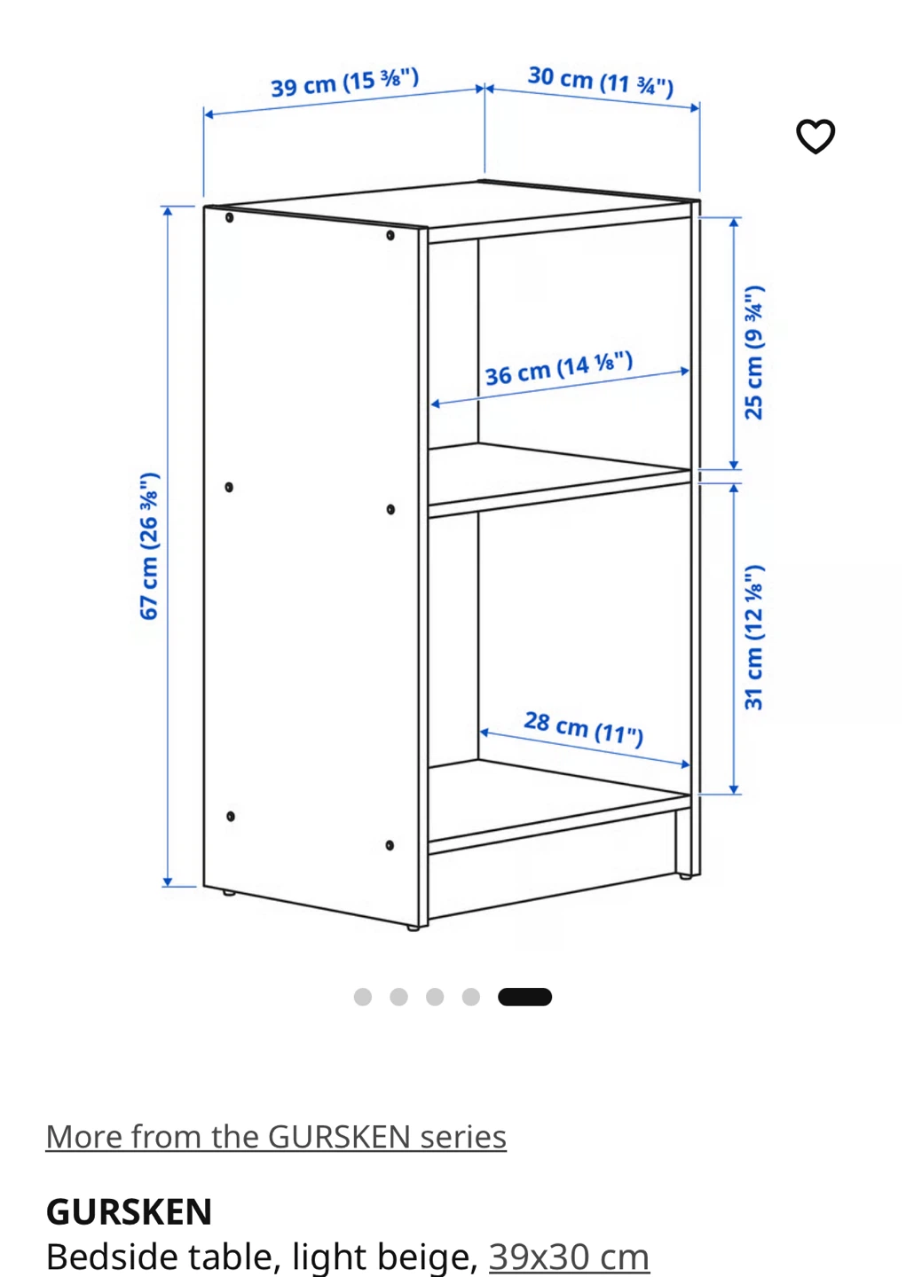 IKEA GURSKEN Bedside Table - Light Beige - photo 3