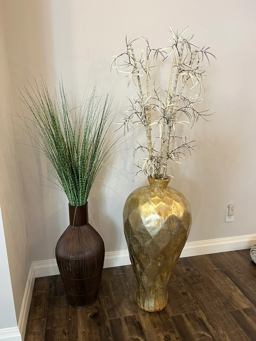 Large Decorative Vases with Artificial Plants