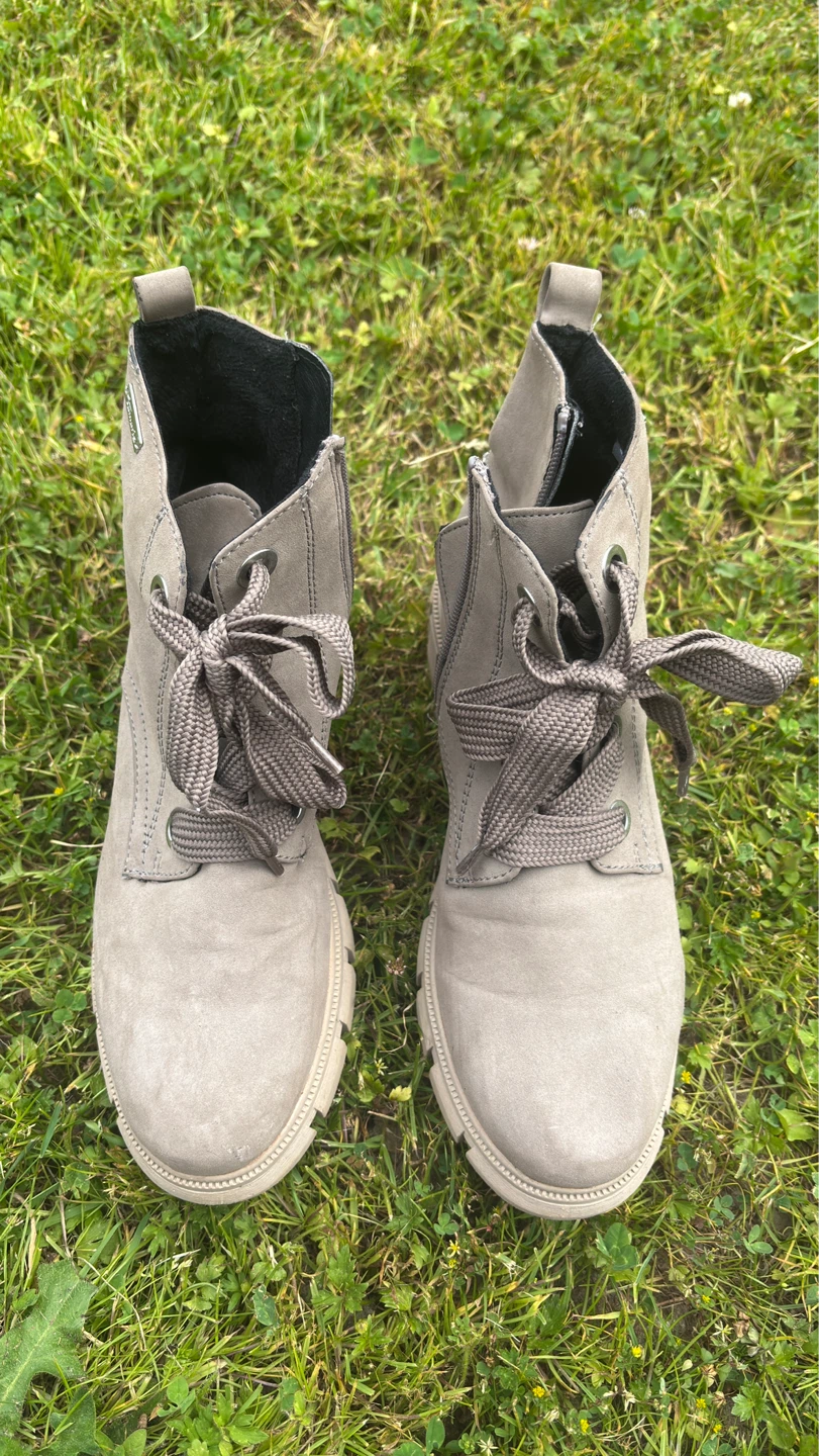 Tamaris Grey Suede Lace-up Ankle Boots