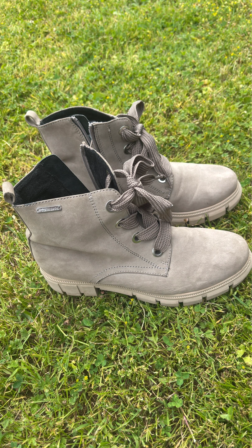 Tamaris Grey Suede Lace-up Ankle Boots - photo 2