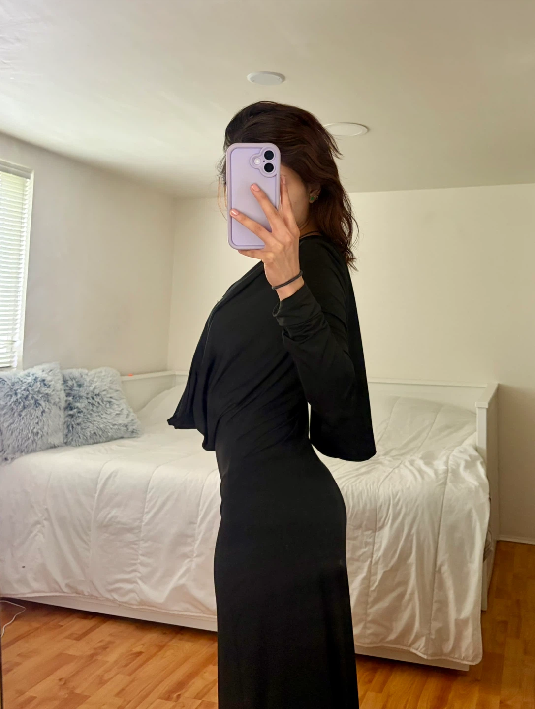 Black Long Sleeve Maxi Dress with Hood - photo 3