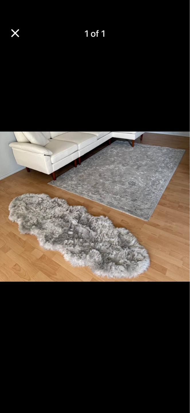 Grey Faux Fur Rug Runner