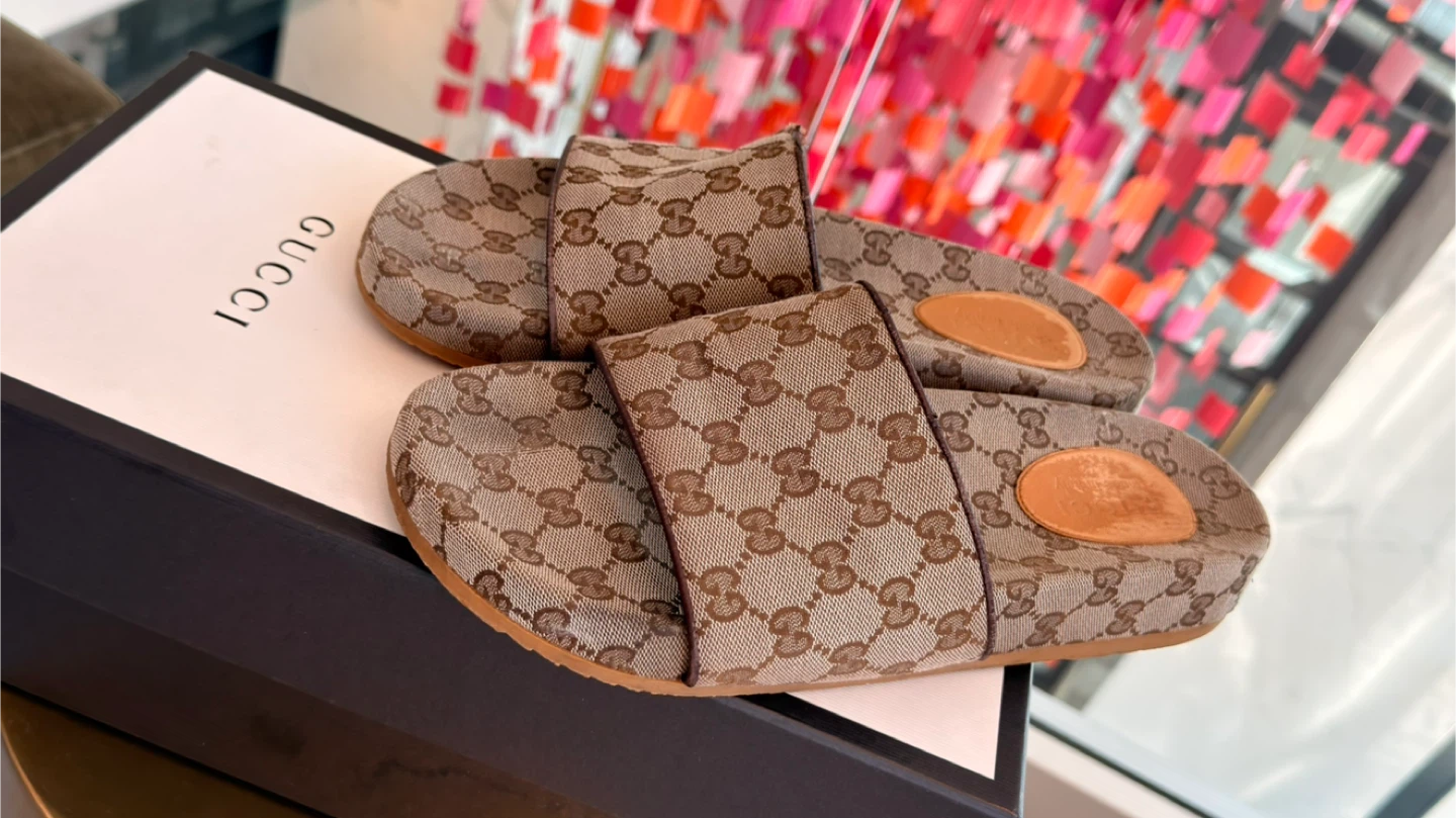 Authentic GucciGG Canvas Slide Sandal 'Beige Monogram' - photo 2