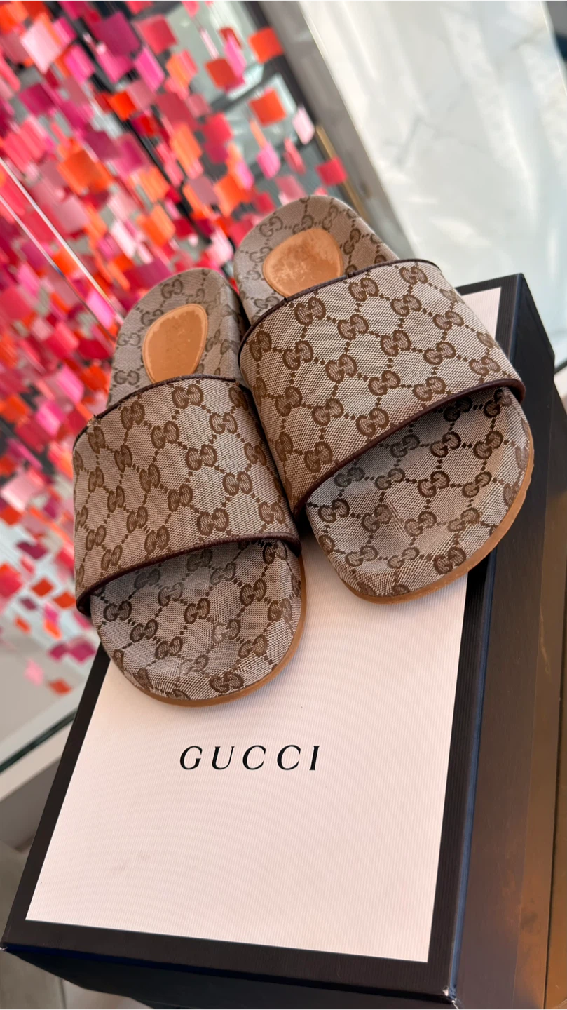 Authentic GucciGG Canvas Slide Sandal 'Beige Monogram' - photo 3