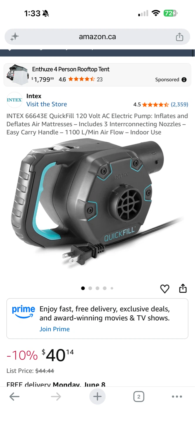 💨 INTEX QuickFill Electric Air Pump – Brand New in Box 💨 - photo 2