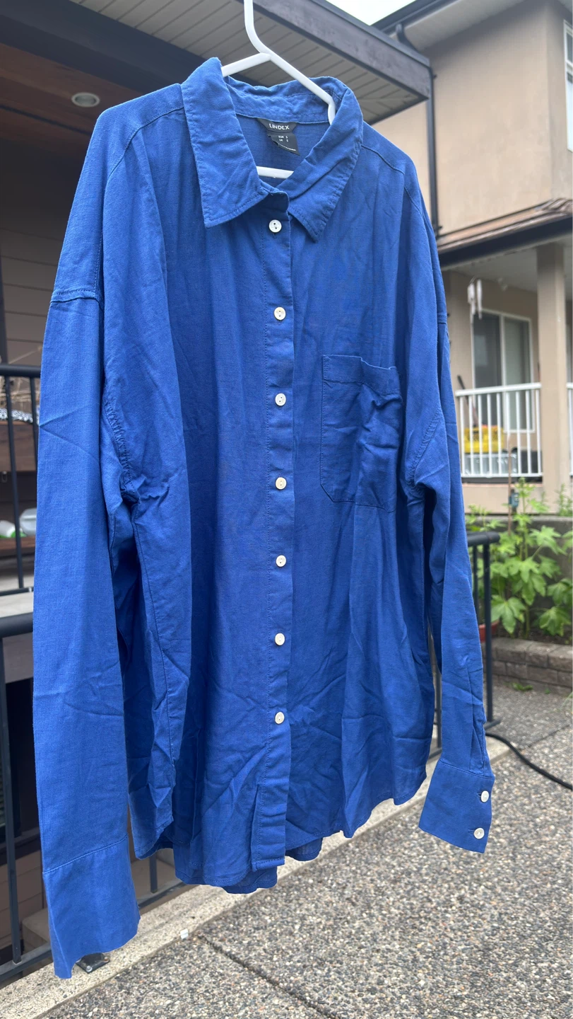 Lindex Blue Button-Up Shirt