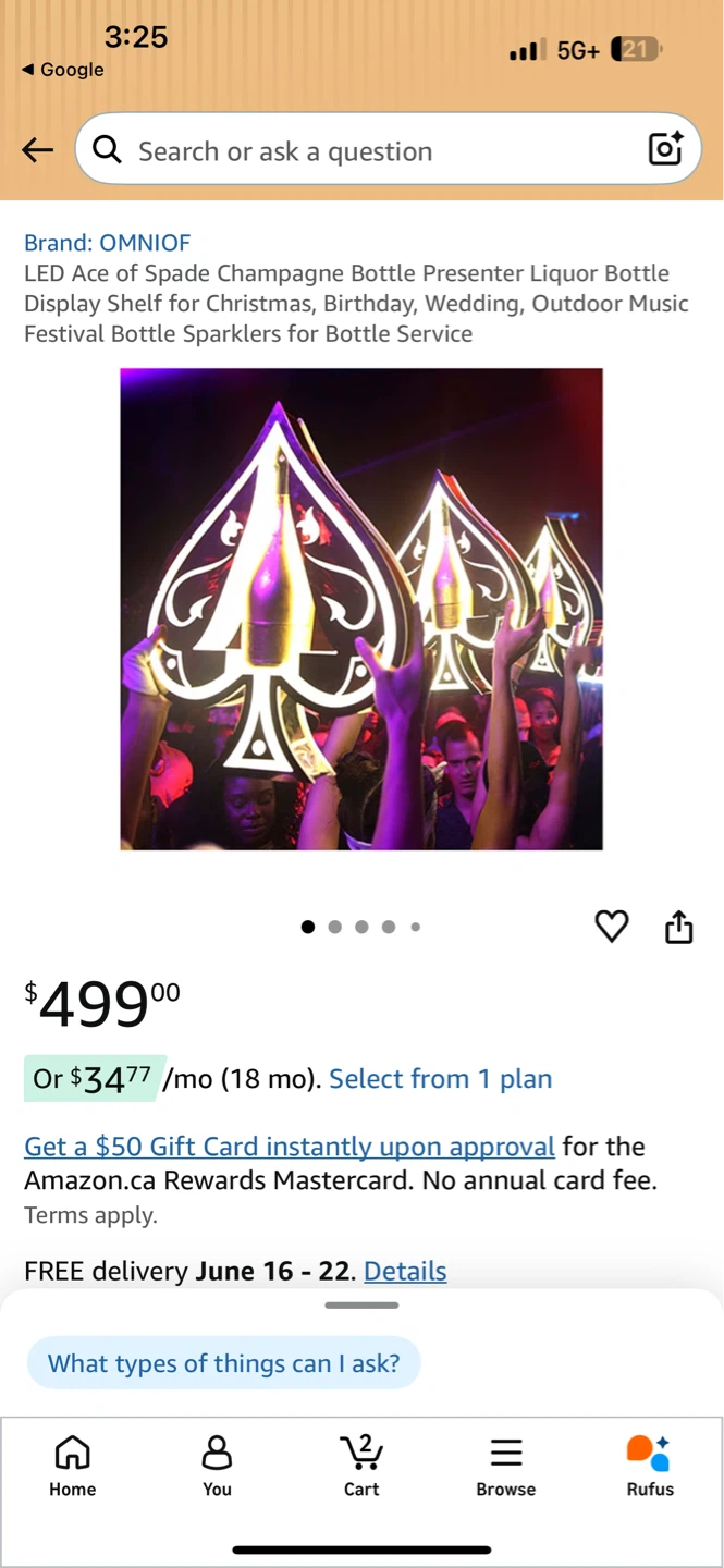OMNIOF LED Ace of Spade Champagne Bottle Presenter