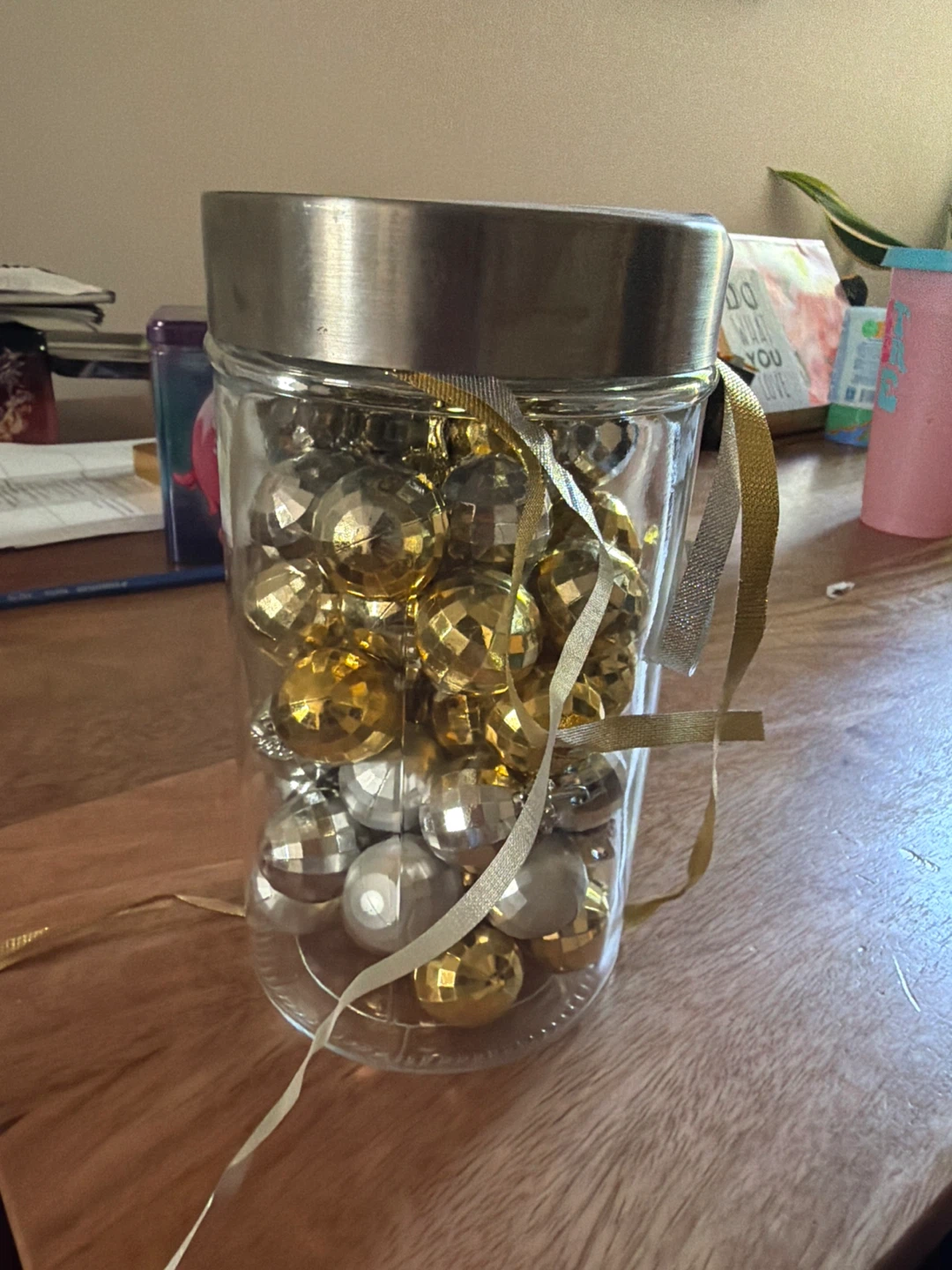 Christmas Ornaments in Jar (Gold & Silver)