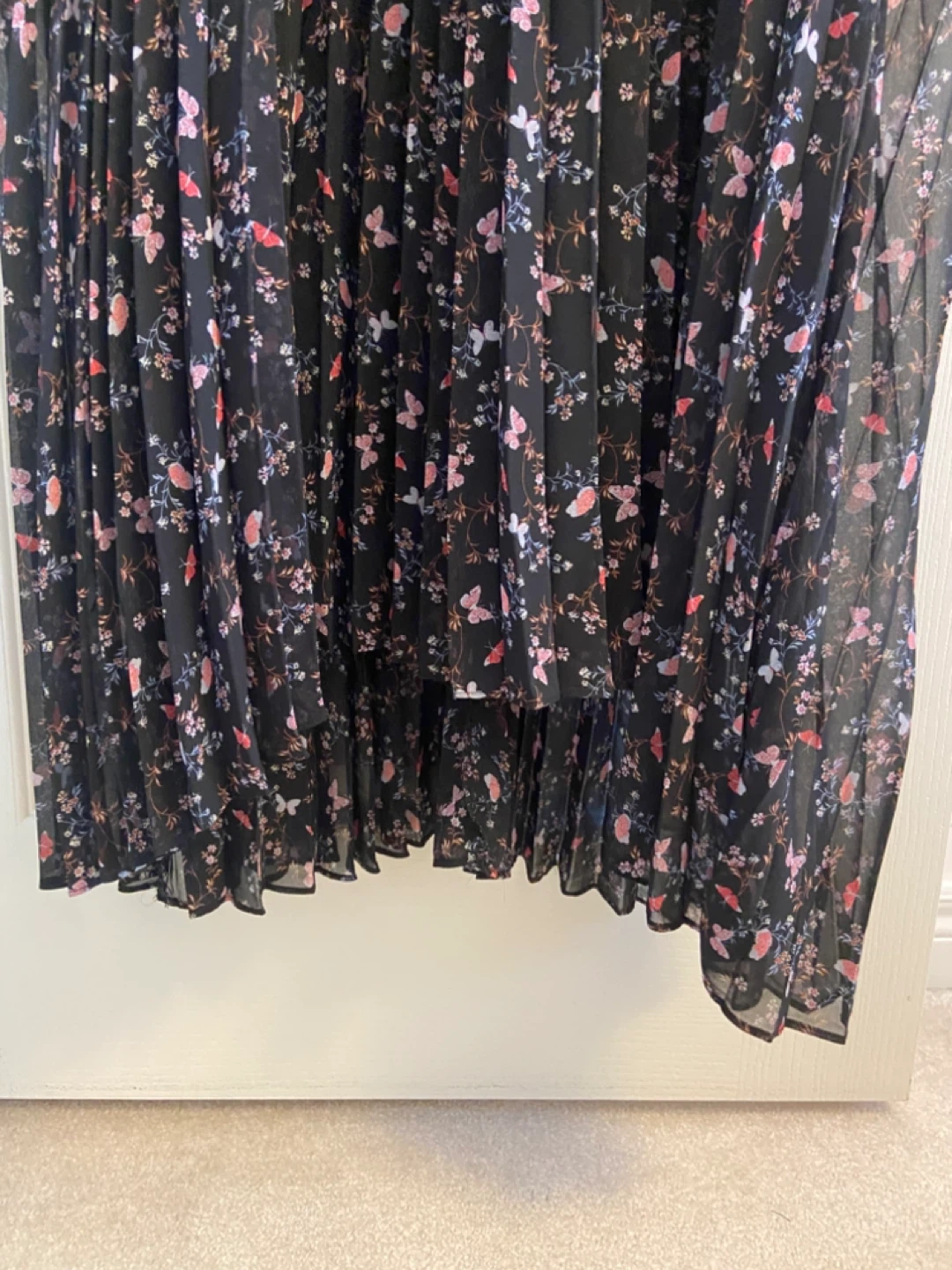 Cleo Black Sleeveless Dress with Floral Pleated Skirt - photo 3