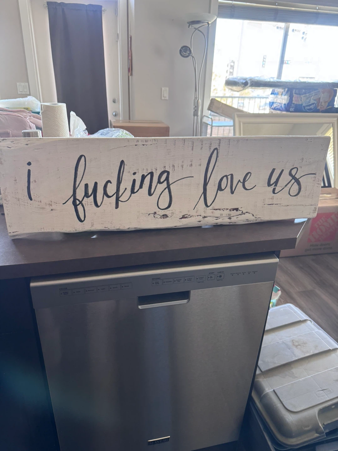 Wood Sign "I Fucking Love Us"