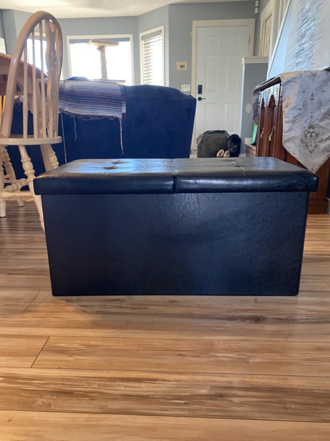 Black Leather Storage Ottoman - photo 3
