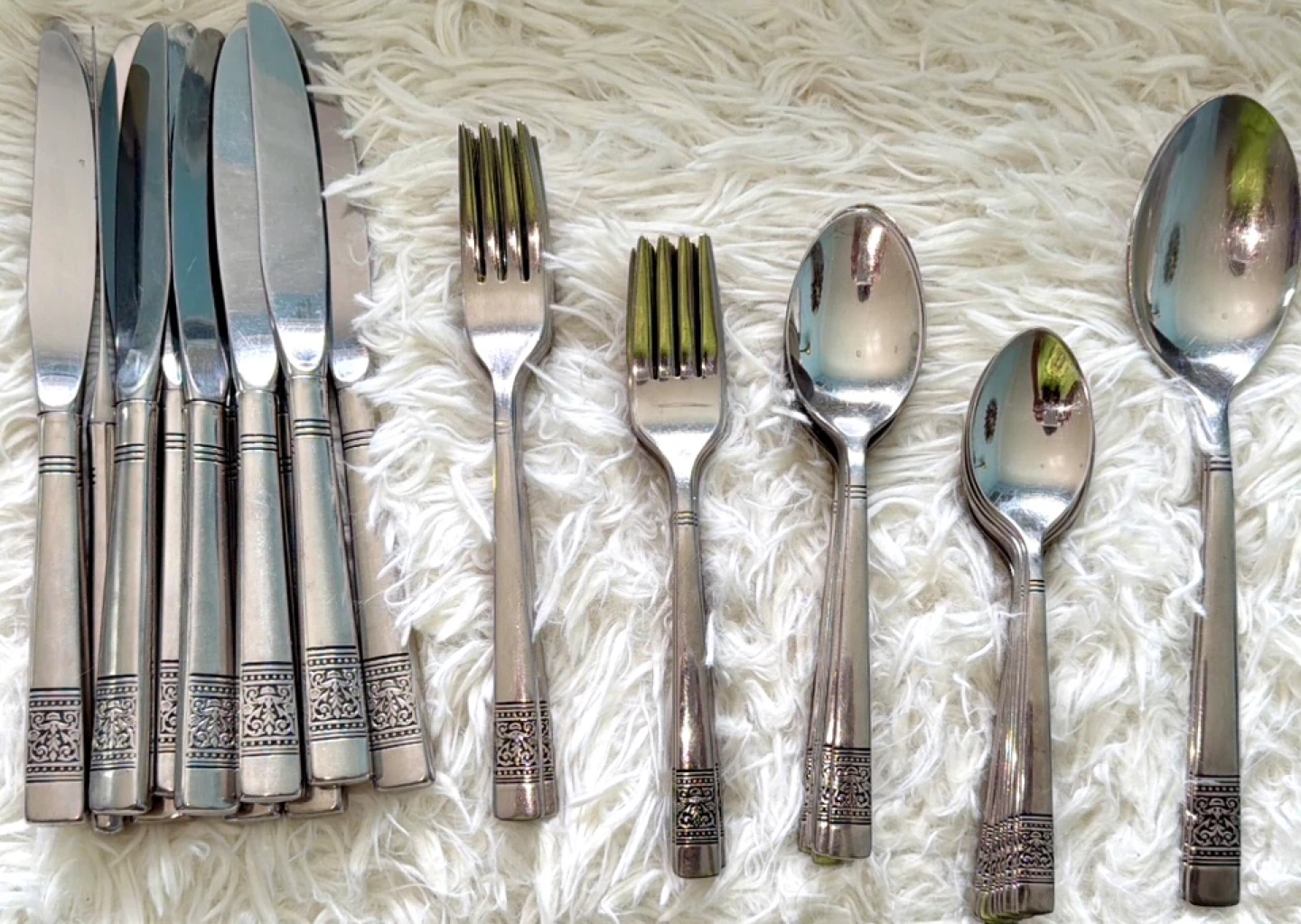 Gorham Amphora 1970s Flatware Set-Stainless Steel 57 Pc