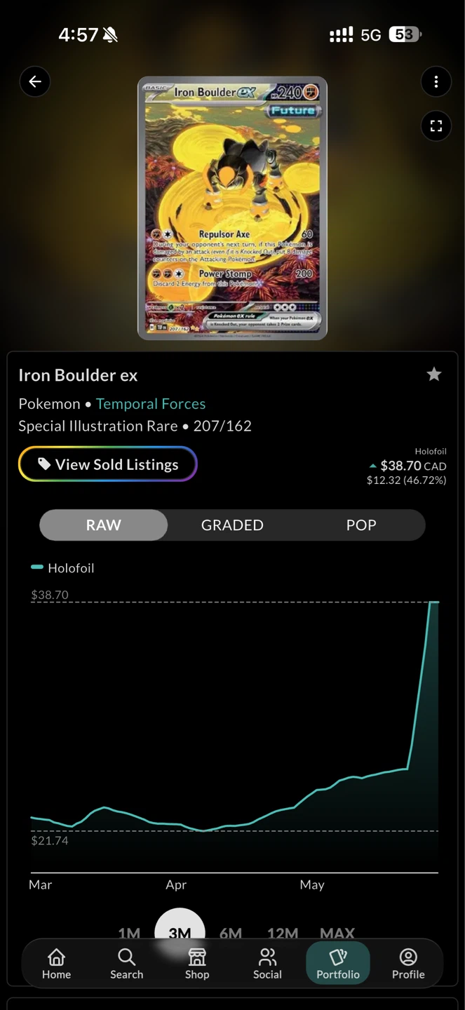 Pokemon Iron Boulder ex Special Illustration Rare Card