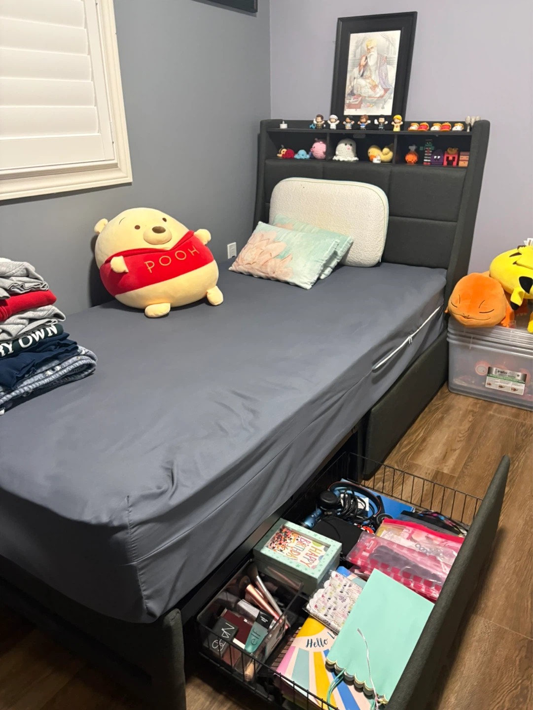 Rolanstar Twin Size Bed Frame with built-in storage headboard - photo 2