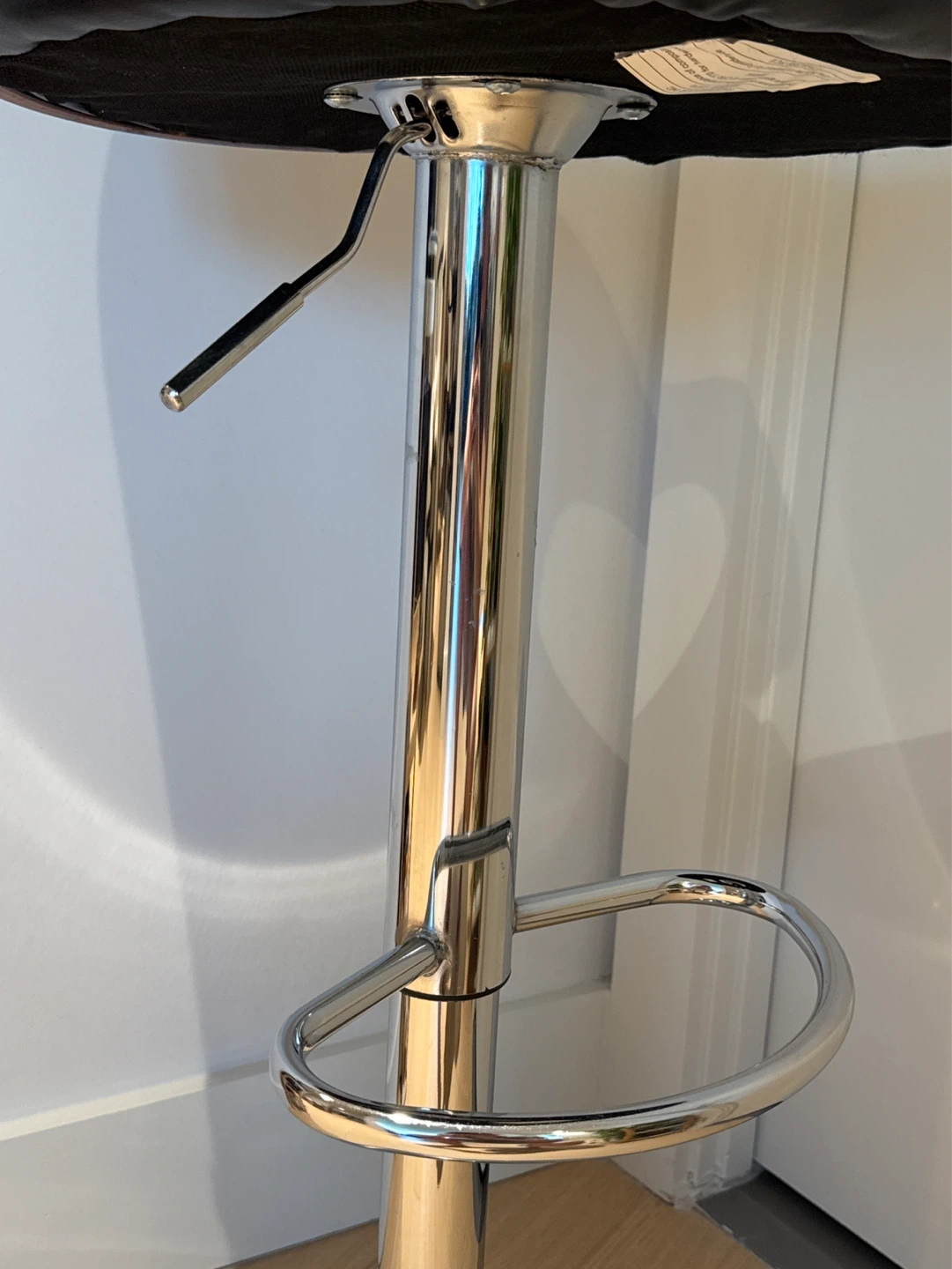 Adjustable Bar Stool - Black Faux Leather and Wood - photo 4