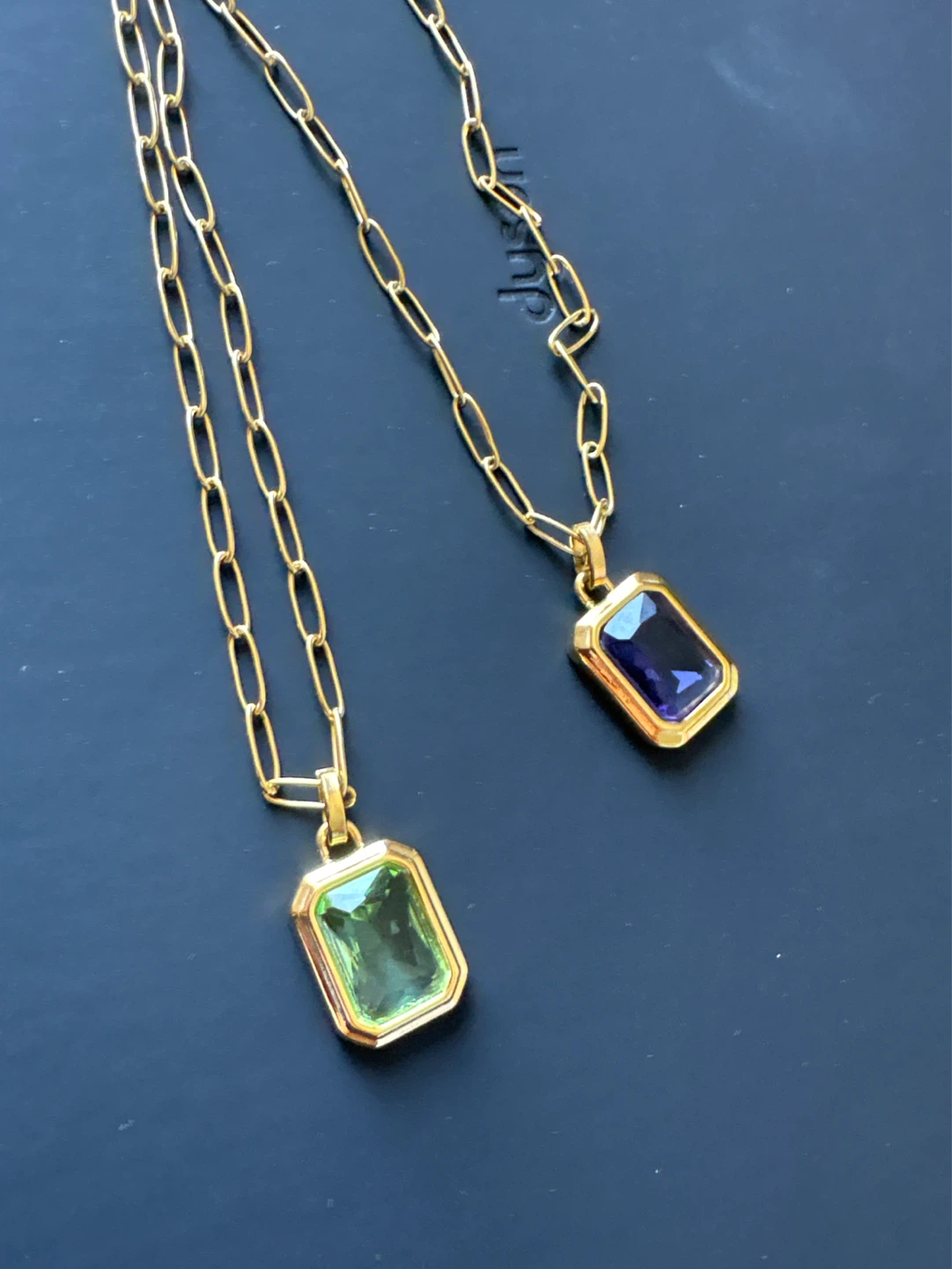 18K Gold Plated Stainless Steel Square Zirconia Pendant Necklace - photo 2
