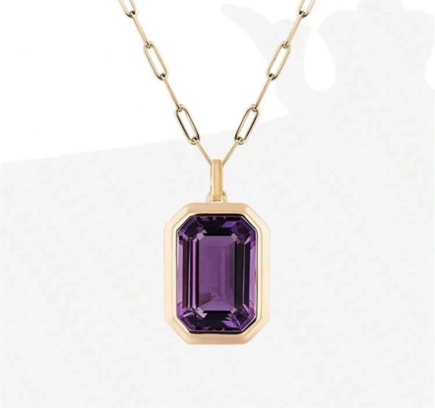 18K Gold Plated Stainless Steel Square Zirconia Pendant Necklace