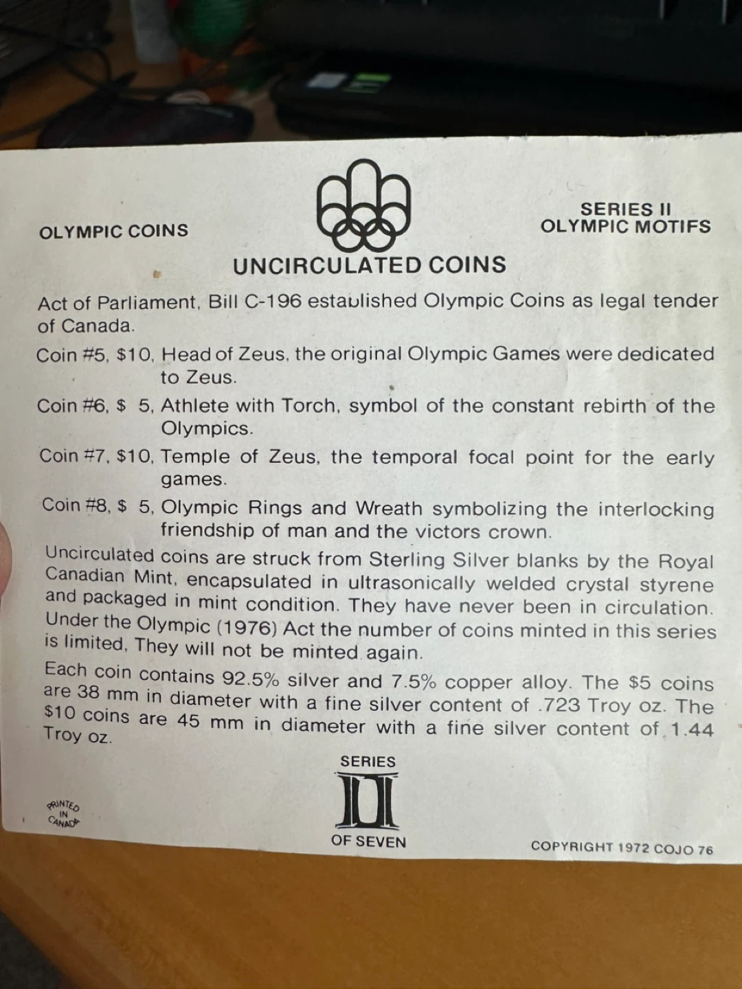 Montreal 1976 Olympic Uncirculated Coins Set - photo 3