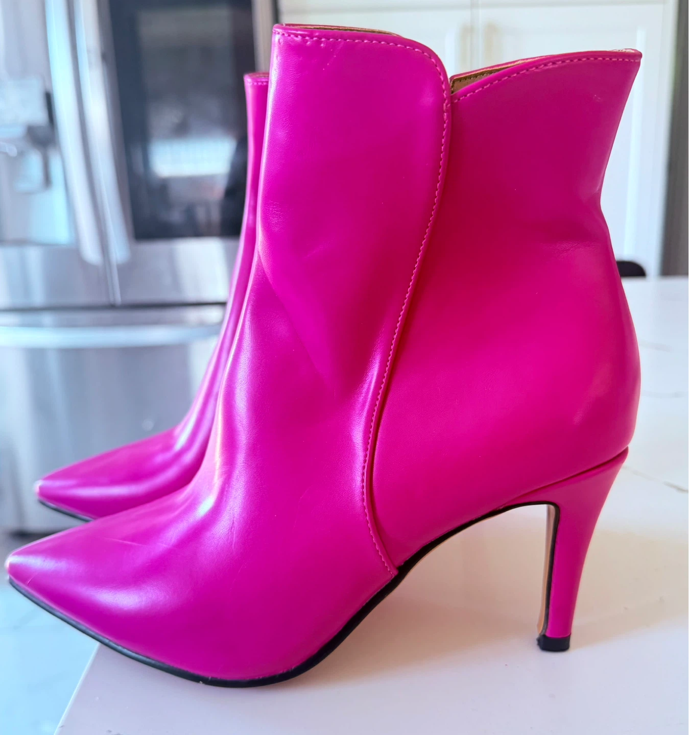 Hot Pink Pointed Toe Stiletto Ankle Boots - photo 2