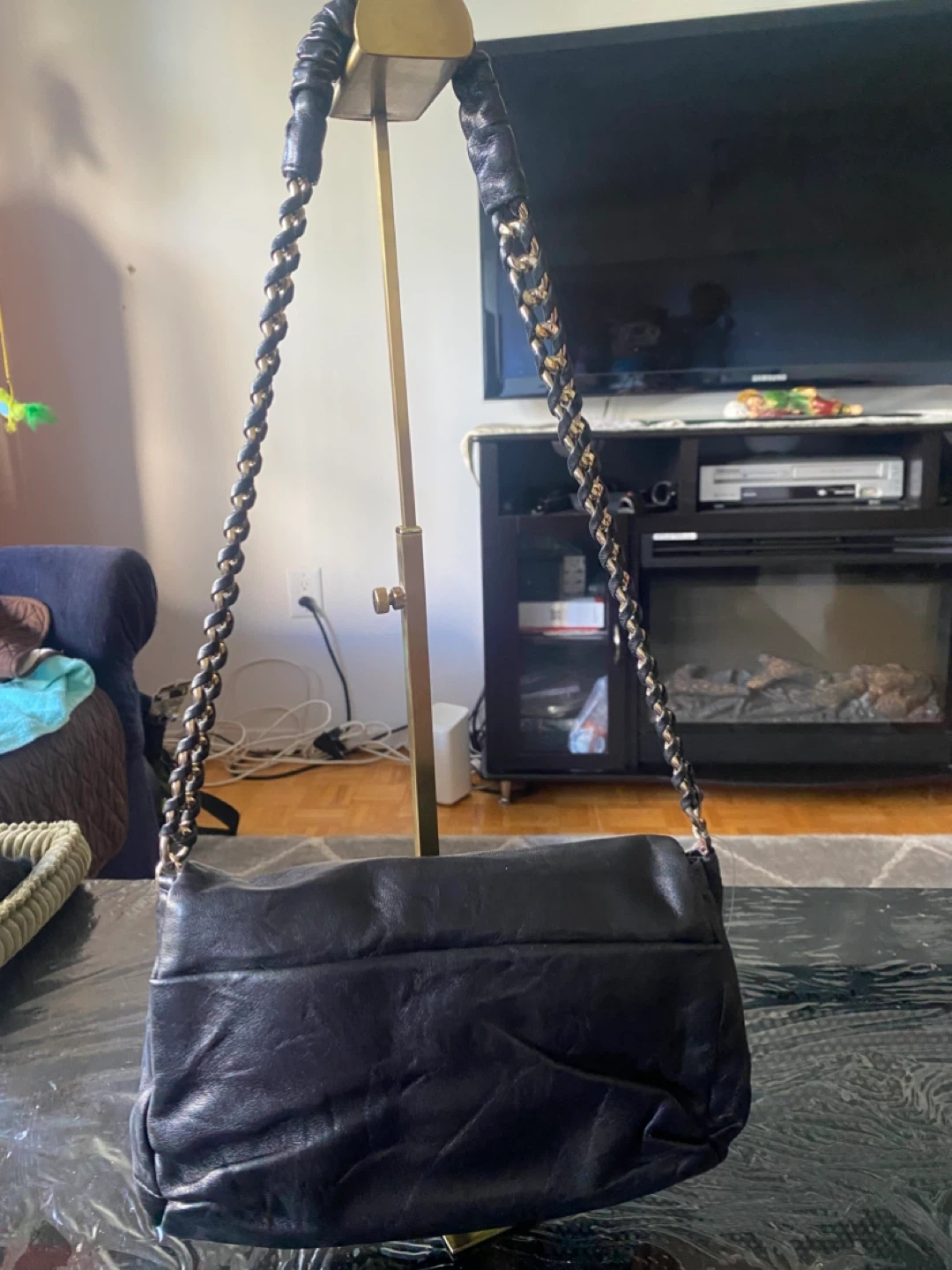 MCM Black Leather Shoulder Bag with Chain Strap - photo 3