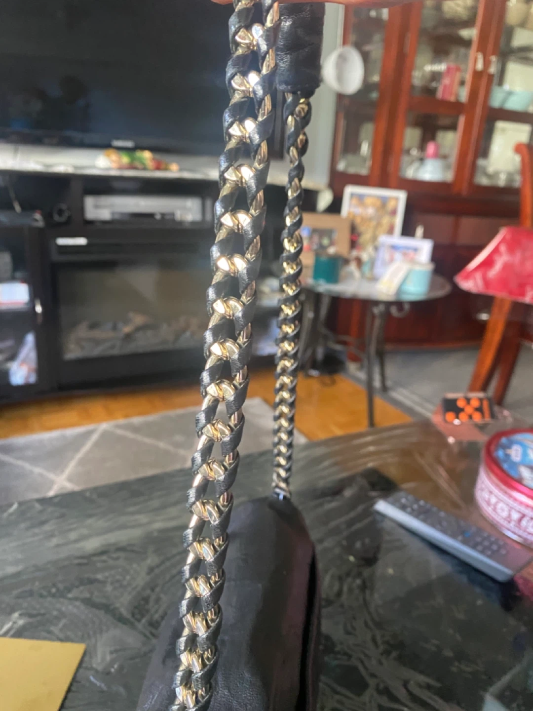 MCM Black Leather Shoulder Bag with Chain Strap - photo 4