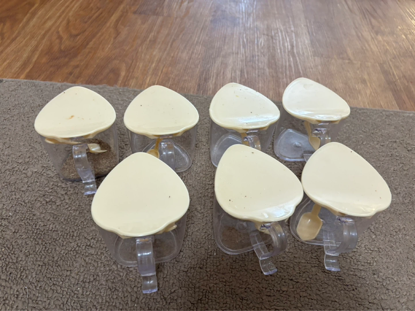 Set of 7 Clear Spice Jars with Spoons