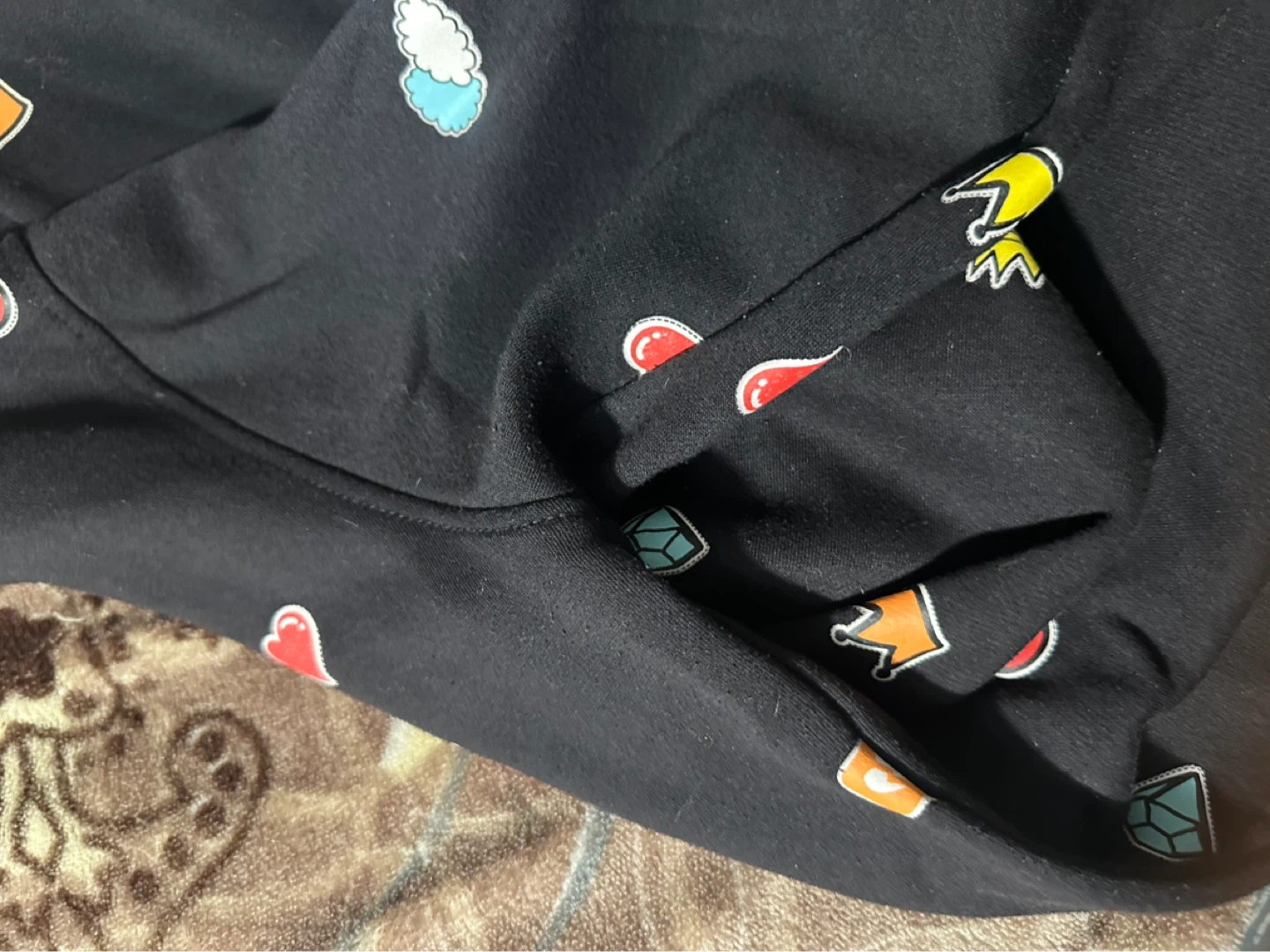 Black Crewneck Sweatshirt with Graphic Print
