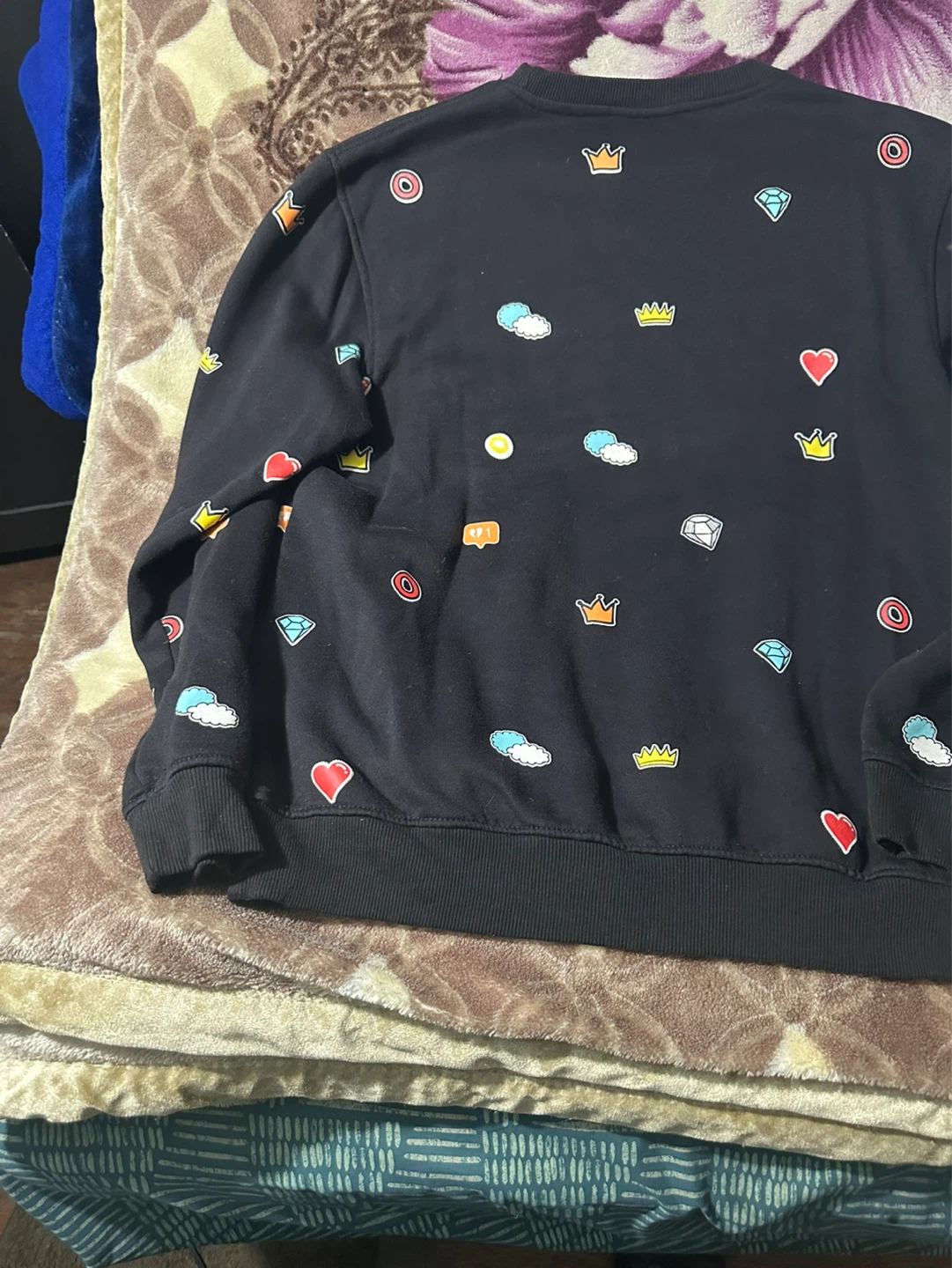 Black Crewneck Sweatshirt with Graphic Print - photo 5