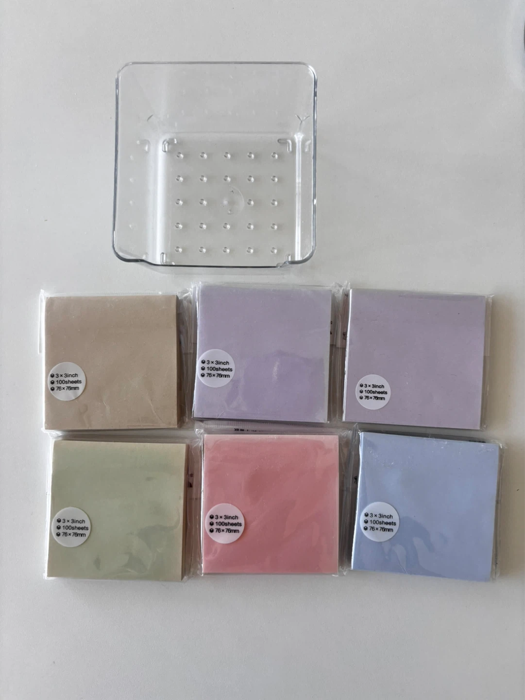 📑 6-Pack Sticky Notes Set with Clear Storage Organizer Tray