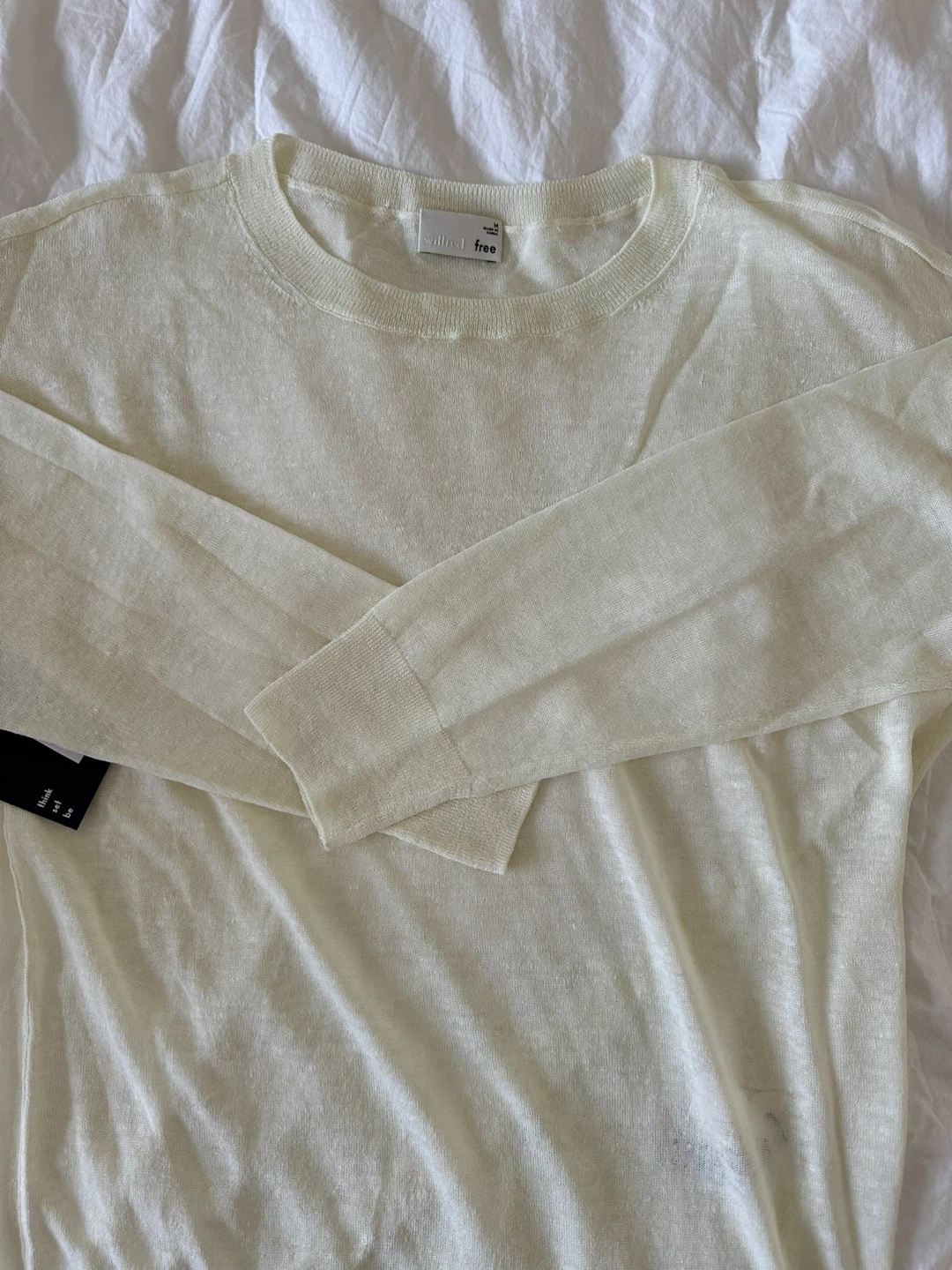 Wilfred Free Knit Sheer Sweater in Cream - photo 4