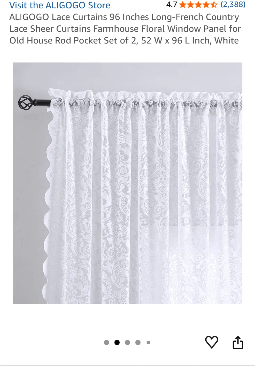 ALIGOGO Lace Curtains  - Set of 2 - photo 3