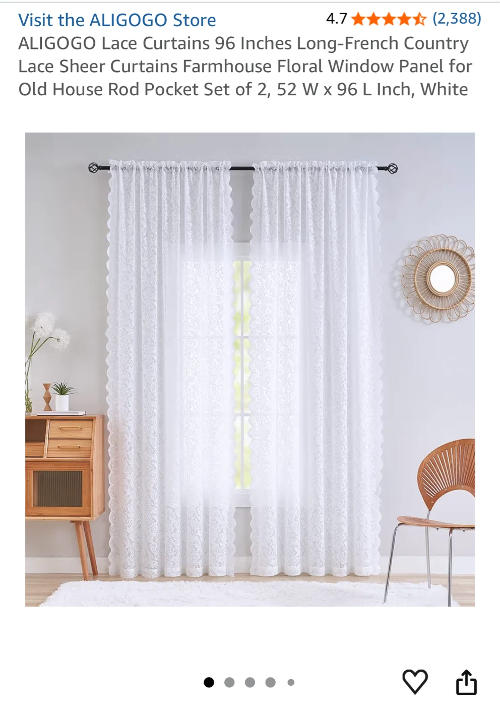 ALIGOGO Lace Curtains  - Set of 2 - photo 4