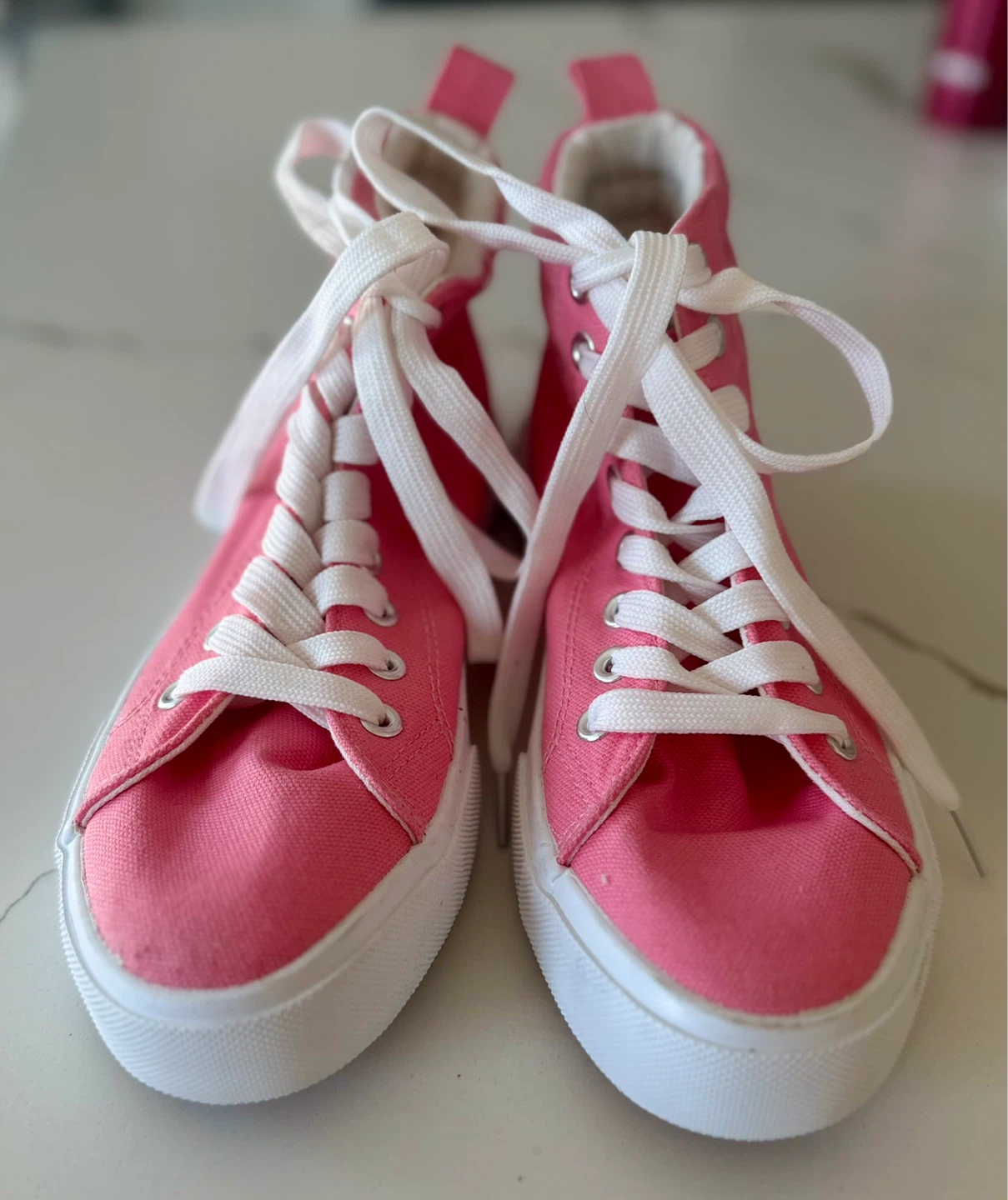Pink High-Top Canvas Sneakers