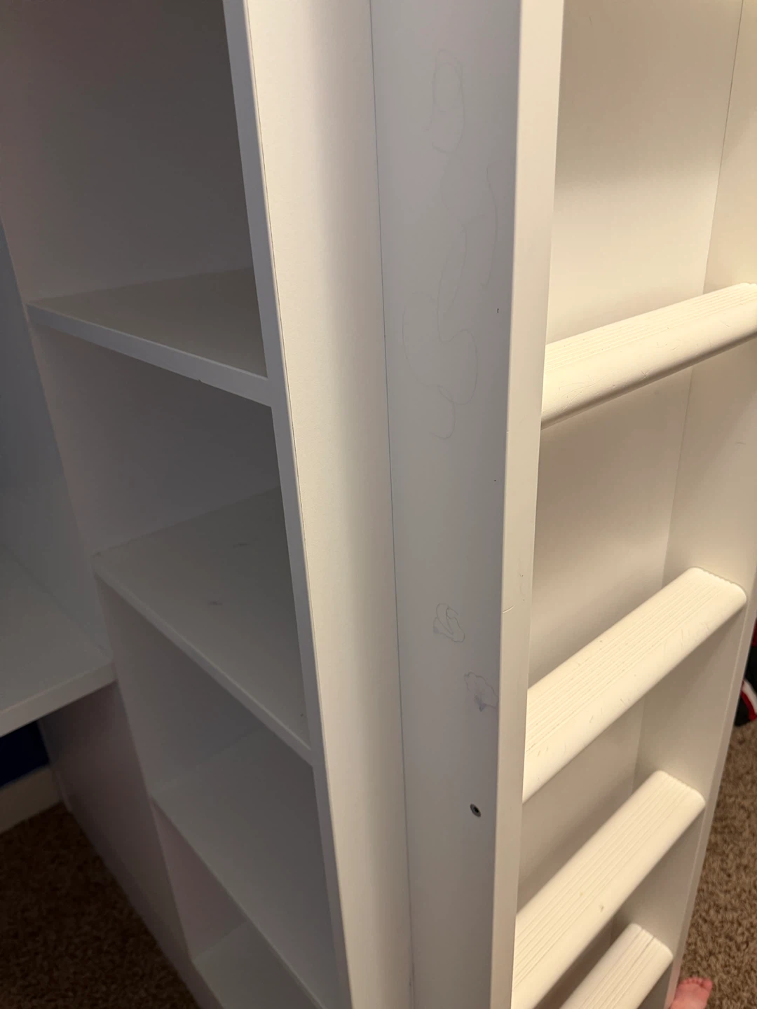 White Loft Bed with Desk and Storage - photo 5