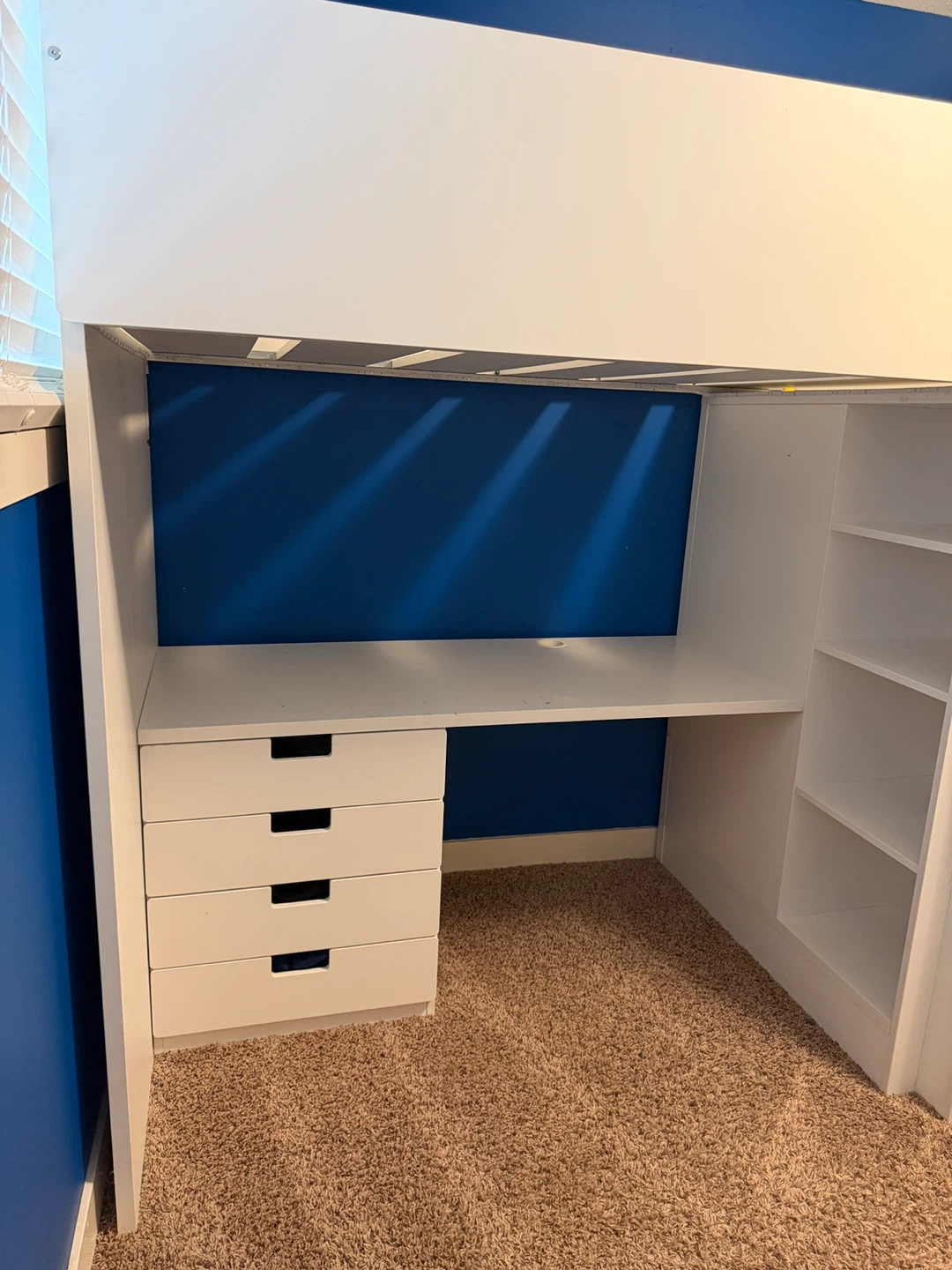 White Loft Bed with Desk and Storage - photo 2